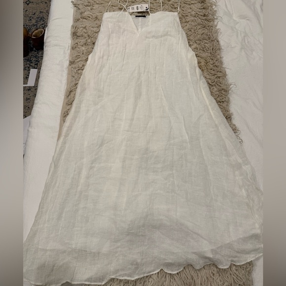 Zara White Linen Blend Maxi Dress NWTs - Picture 4 of 6